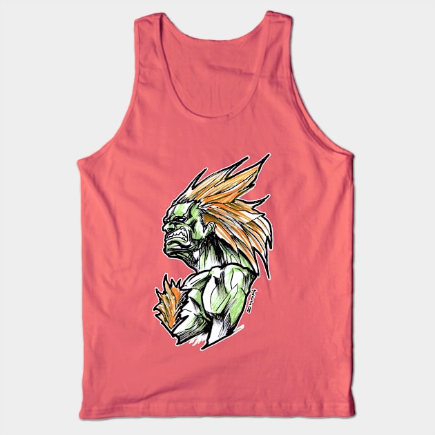 Blanka Street Fighter Tank Top by sketchnkustom